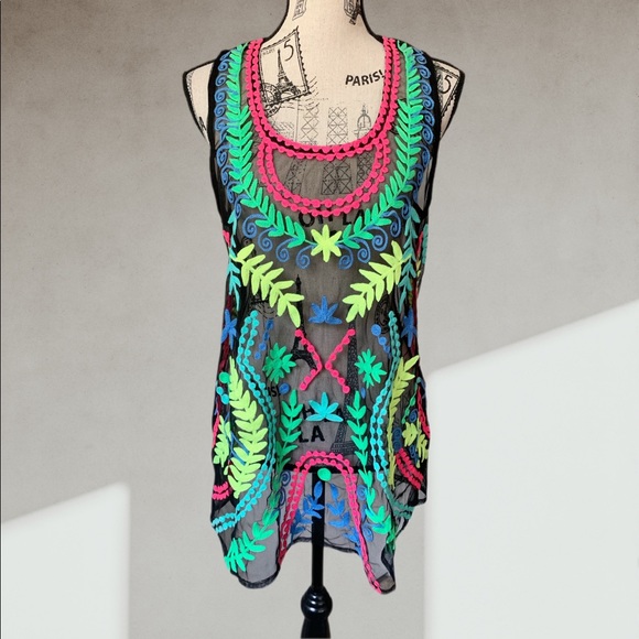 🍋 Embroidered neon bikini cover MEDIUM - Picture 2 of 8